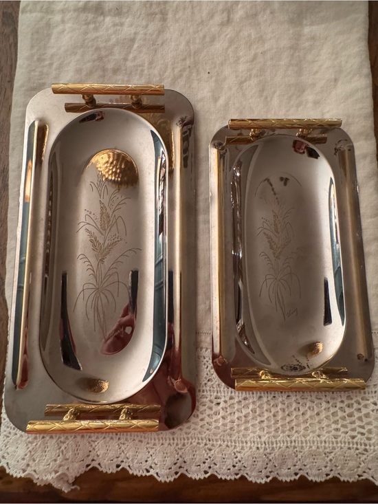 Pinter Other - Vintage Pinter Italian Silver & Brass Vanity Serving Trays Set of 2